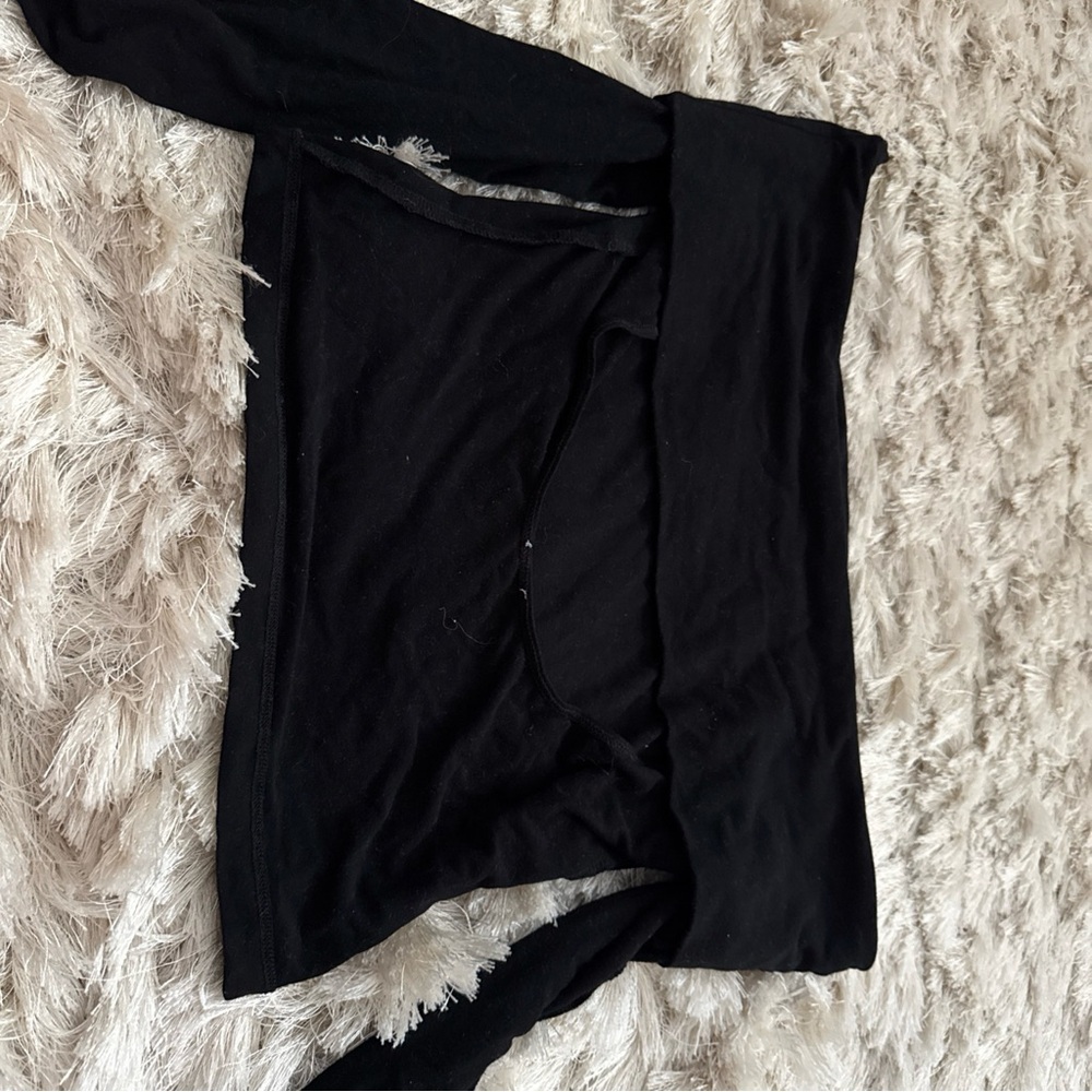 Garage Black Long Sleeve Wrap Bodysuit